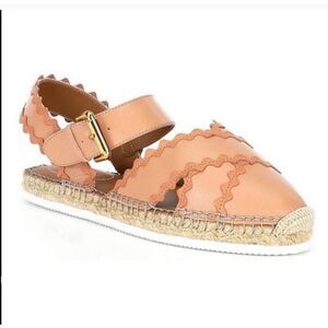 See by Chloe Glyn leather espadrille flats Sz 41 US10 tan